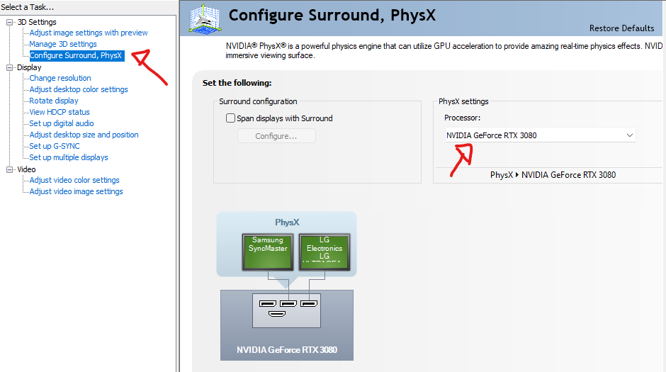 Surround, PhysX settings for New World