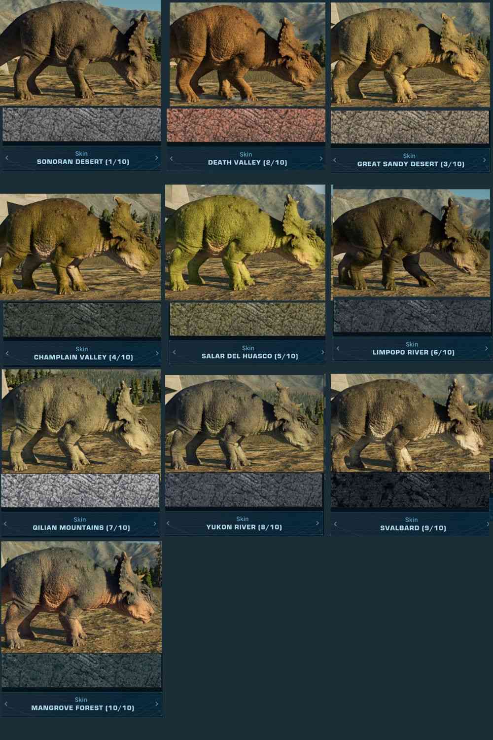 Jurassic World Evolution 2 Dinosaurs Skins Pattern Colours 2