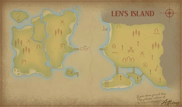 Carte de l'île de Len Guide 100% - naguide