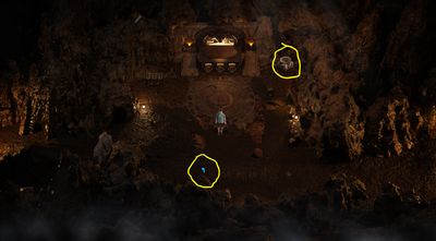 Screenshot showing the location of Slive Talisman and Torch in cave in Treasure of Nadia