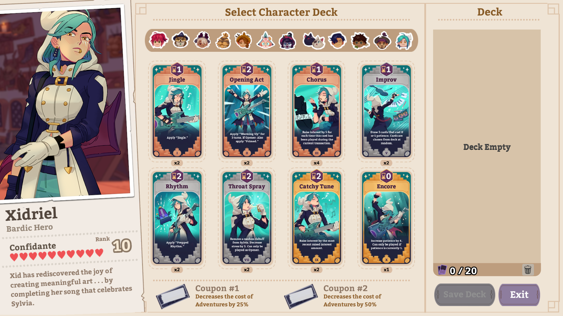 All Characters Cards & Coupons + Lvl 10 Friendship Potion Requirement