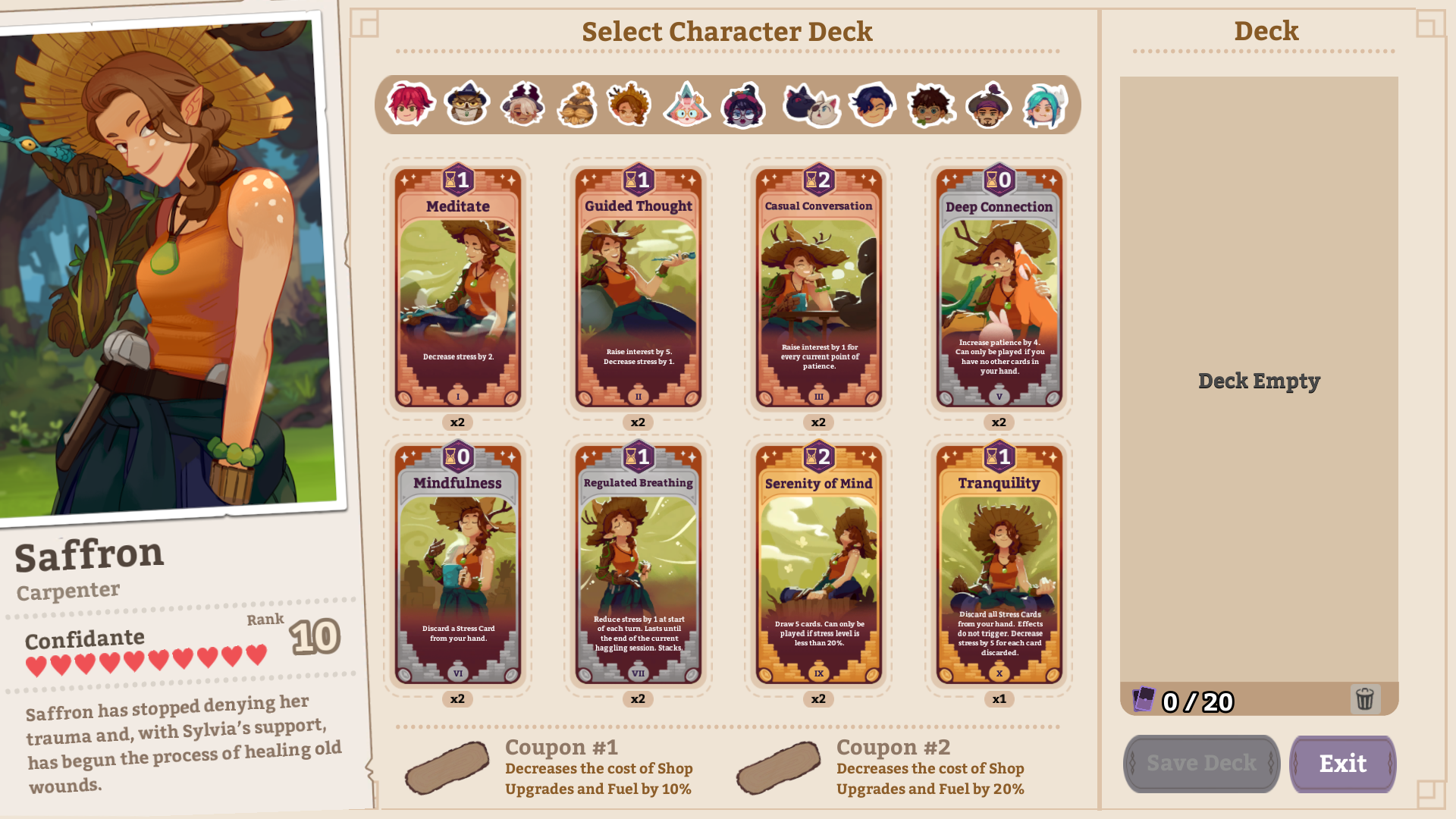 All Characters Cards & Coupons + Lvl 10 Friendship Potion Requirement