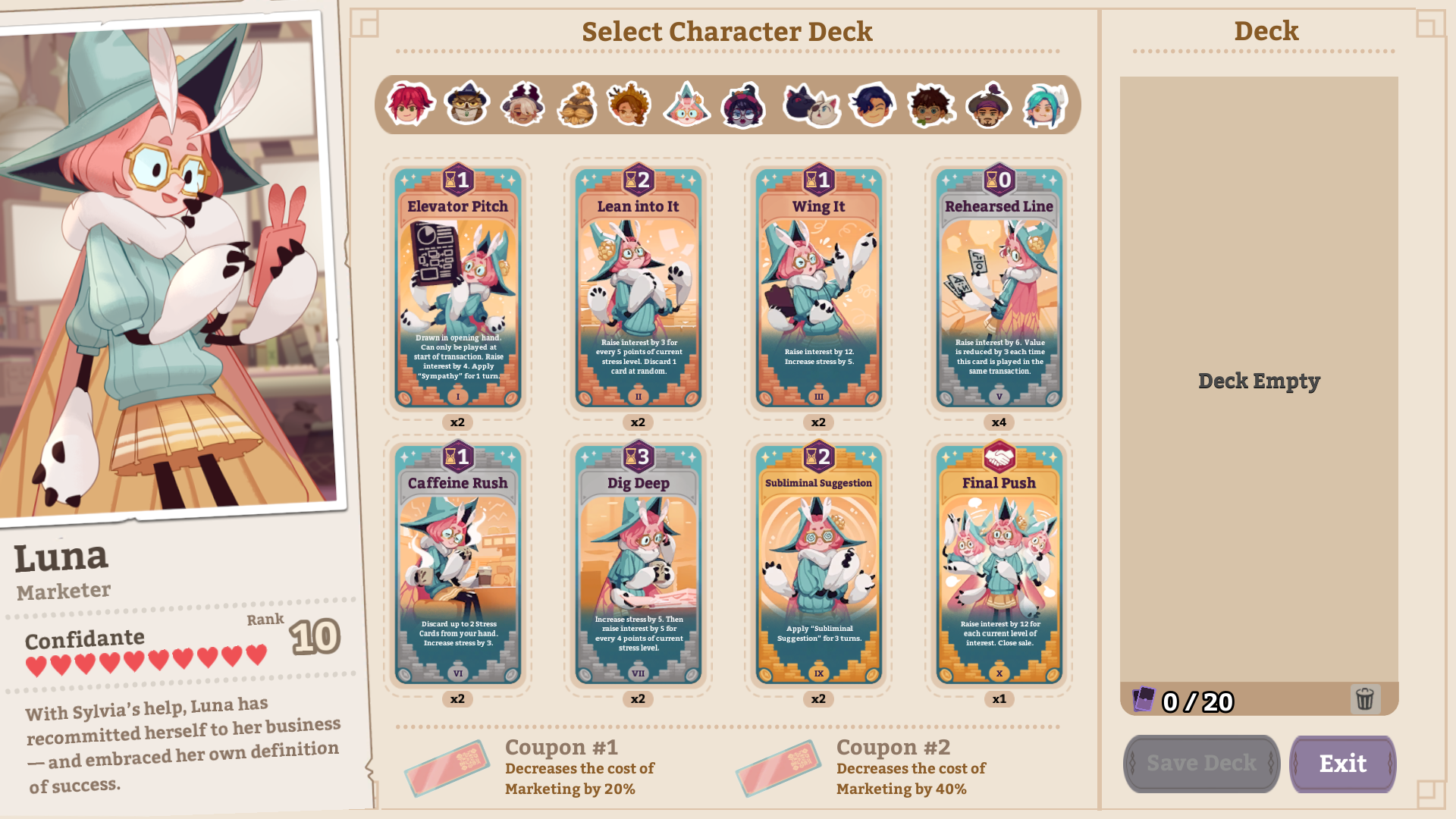 All Characters Cards & Coupons + Lvl 10 Friendship Potion Requirement