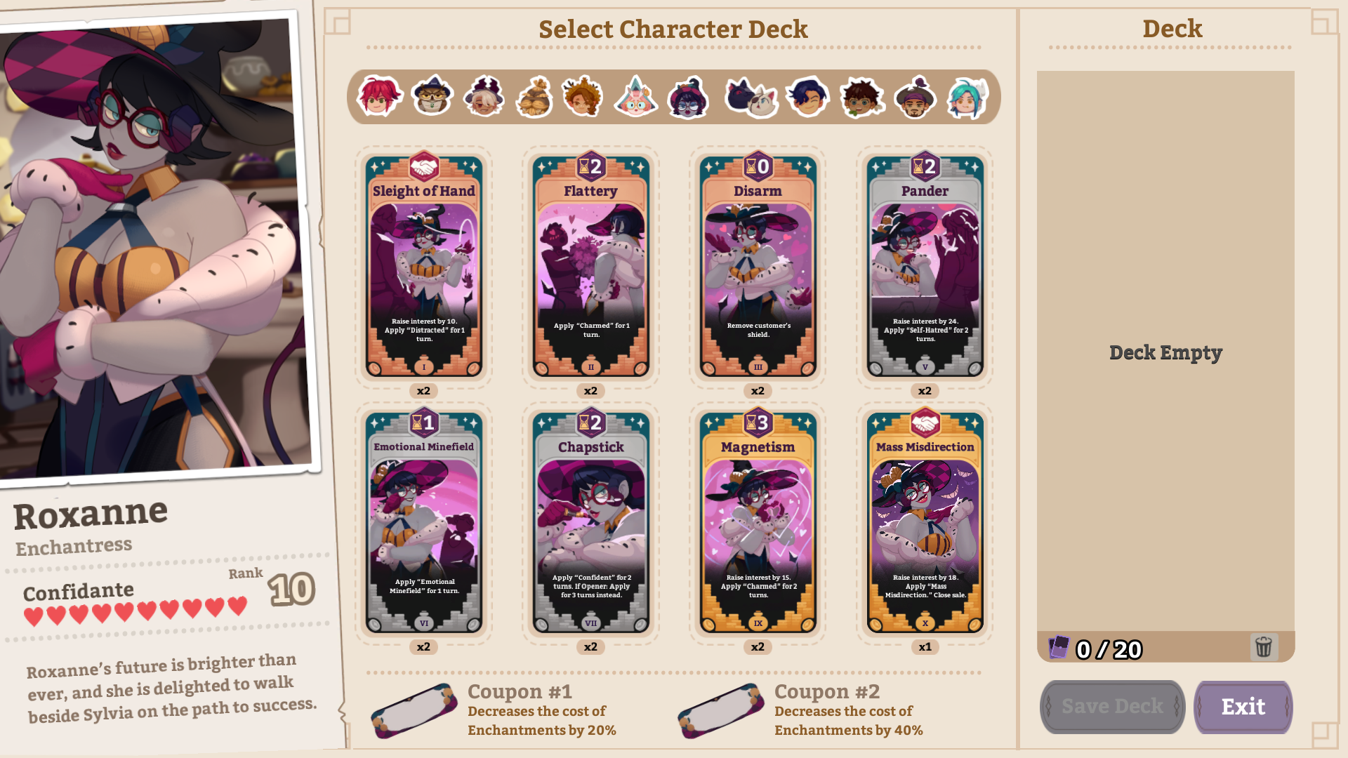 All Characters Cards & Coupons + Lvl 10 Friendship Potion Requirement