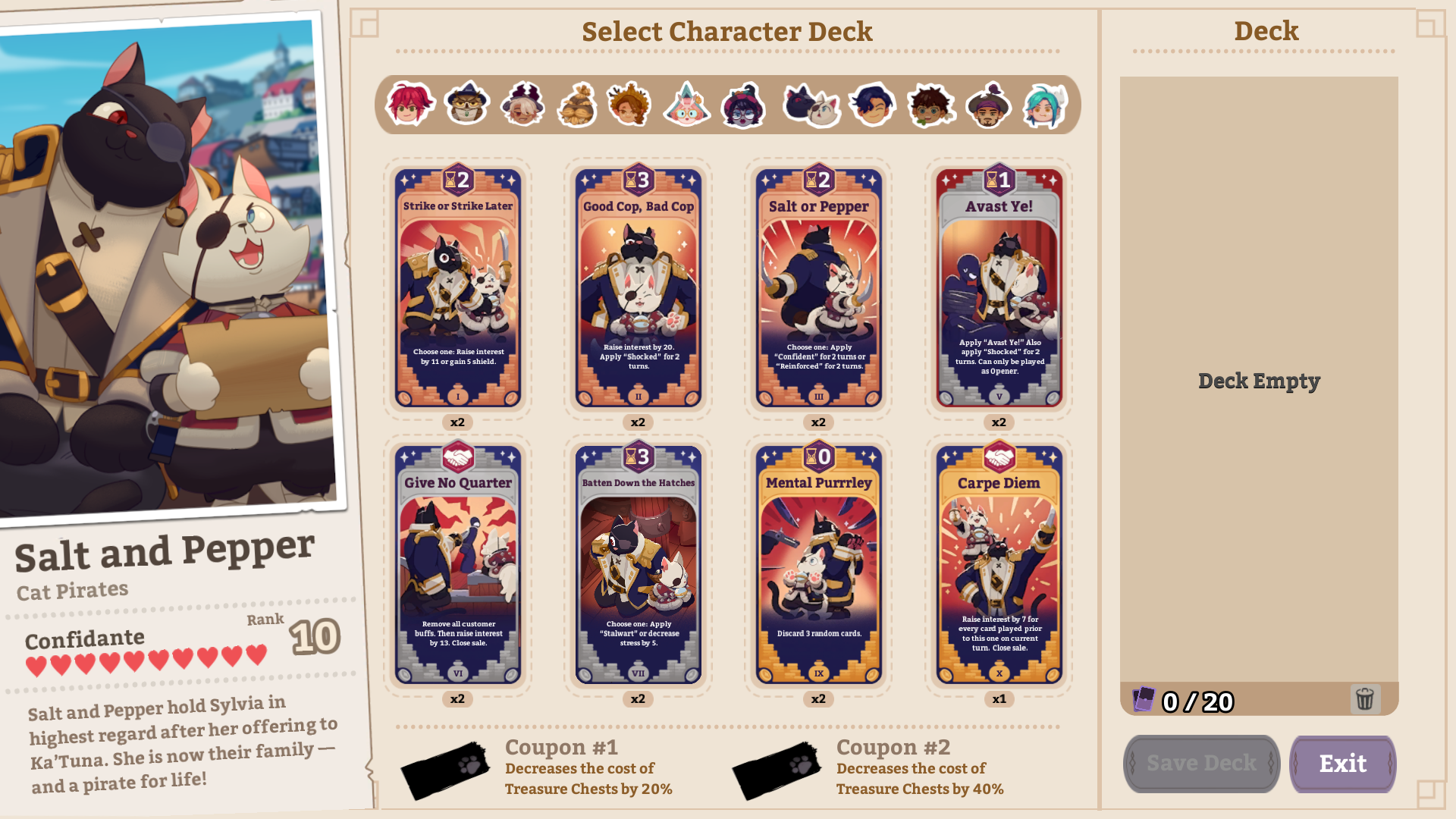 All Characters Cards & Coupons + Lvl 10 Friendship Potion Requirement