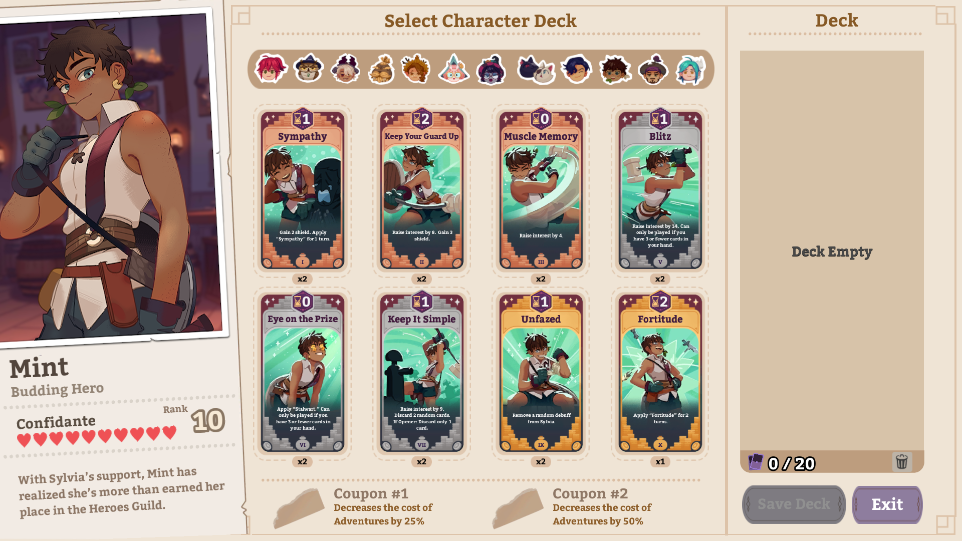 All Characters Cards & Coupons + Lvl 10 Friendship Potion Requirement