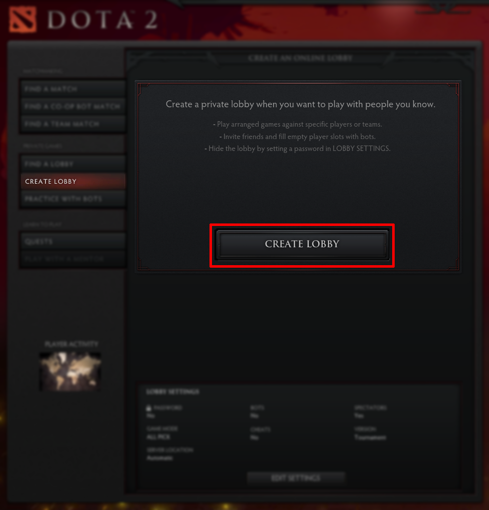 Dota 2 Creating Lobby