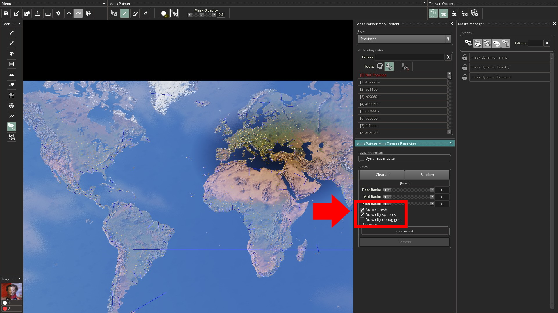 How to move settlements in the map editor