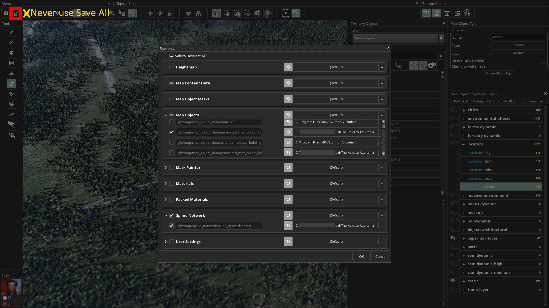 How to move settlements in the map editor