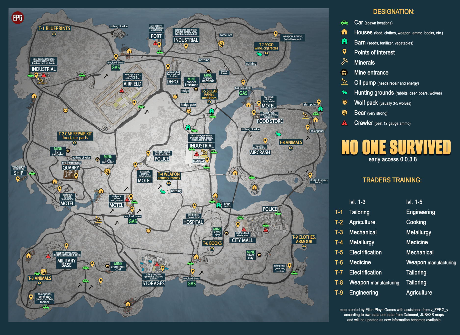 No One Survived Map Interesting Locations Naguide