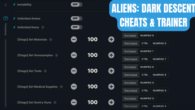 Aliens Dark Descent Cheats Trainer