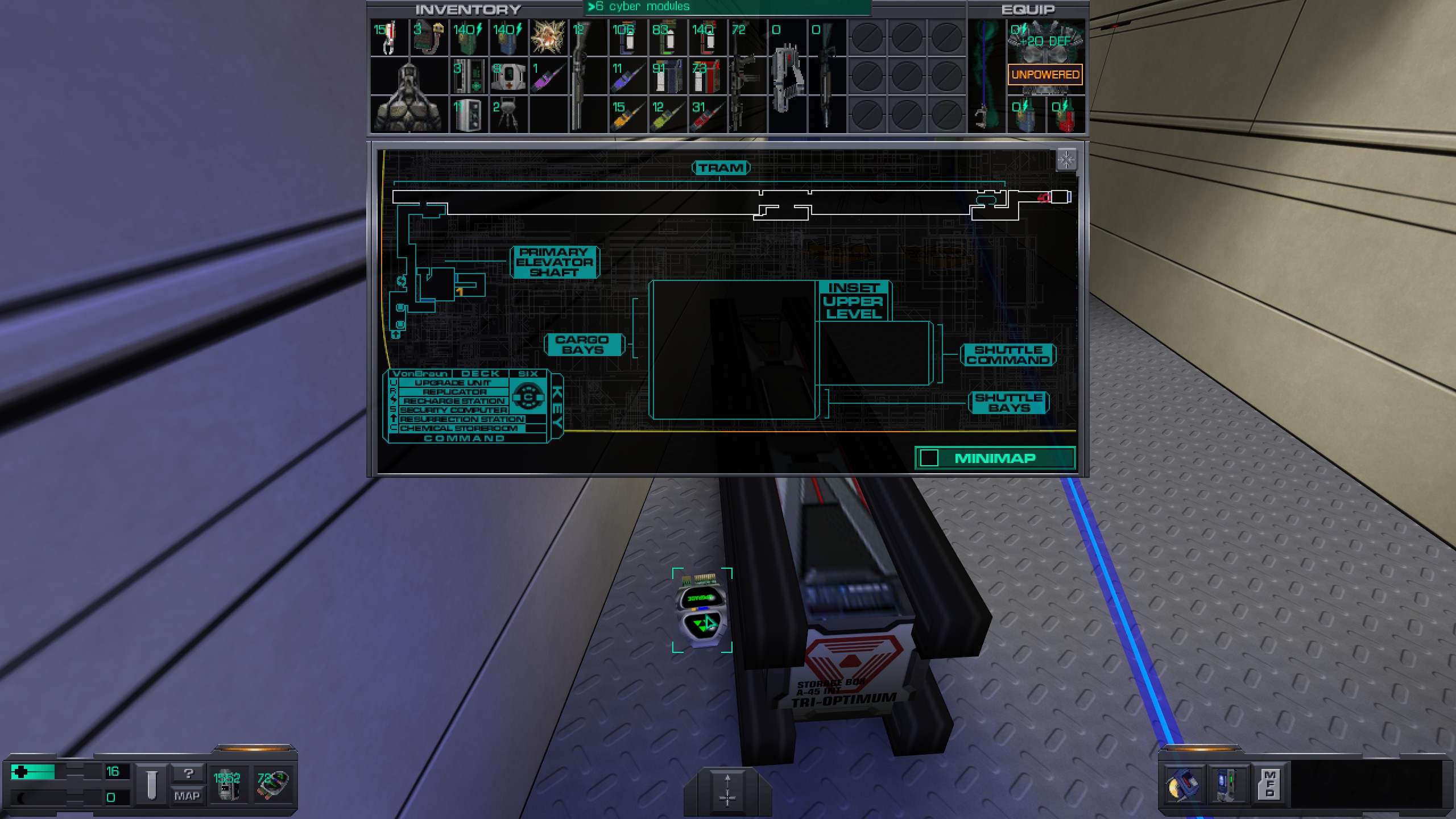 Where to find all misc cyber module in System Shock 2