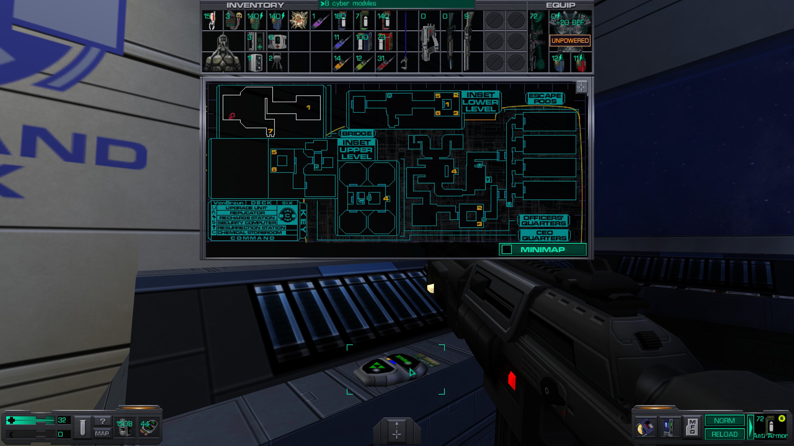 Where to find all misc cyber module in System Shock 2