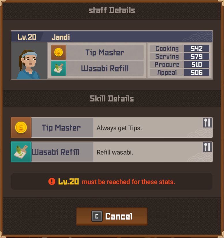 Details on the materials, staff, sushi bar and recipes in DAVE THE DIVER