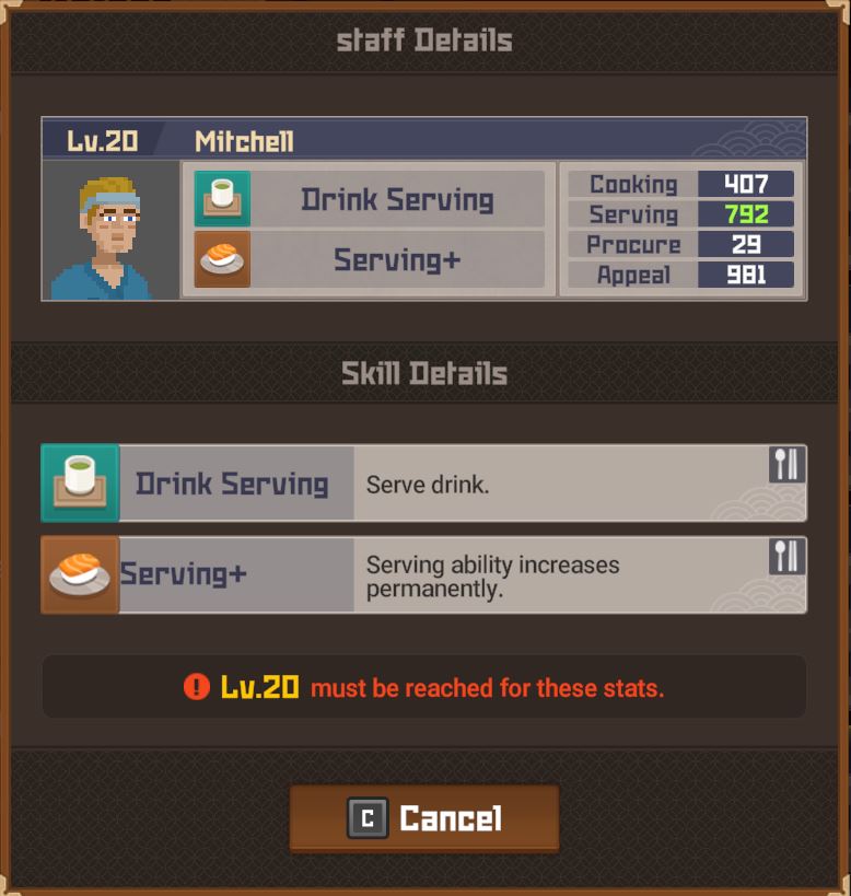 Details on the materials, staff, sushi bar and recipes in DAVE THE DIVER