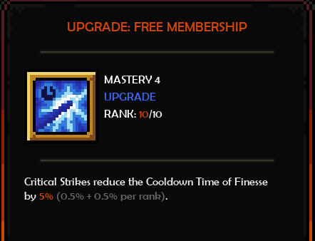 Details for finesse and gold us build in The Slormancer