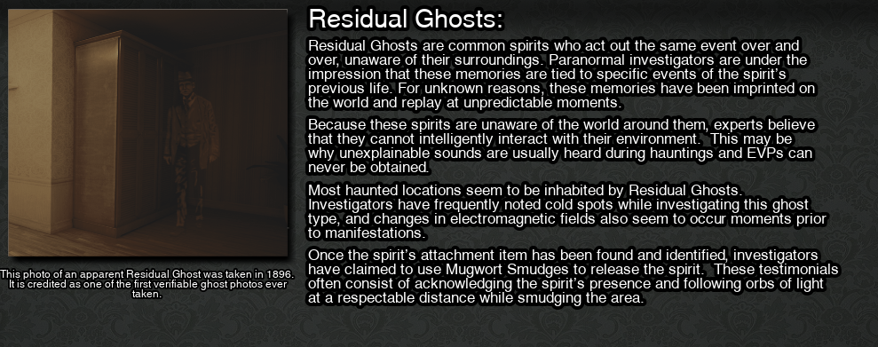 Conrad Stevenson's Paranormal P.I. Ghost Types and Differences