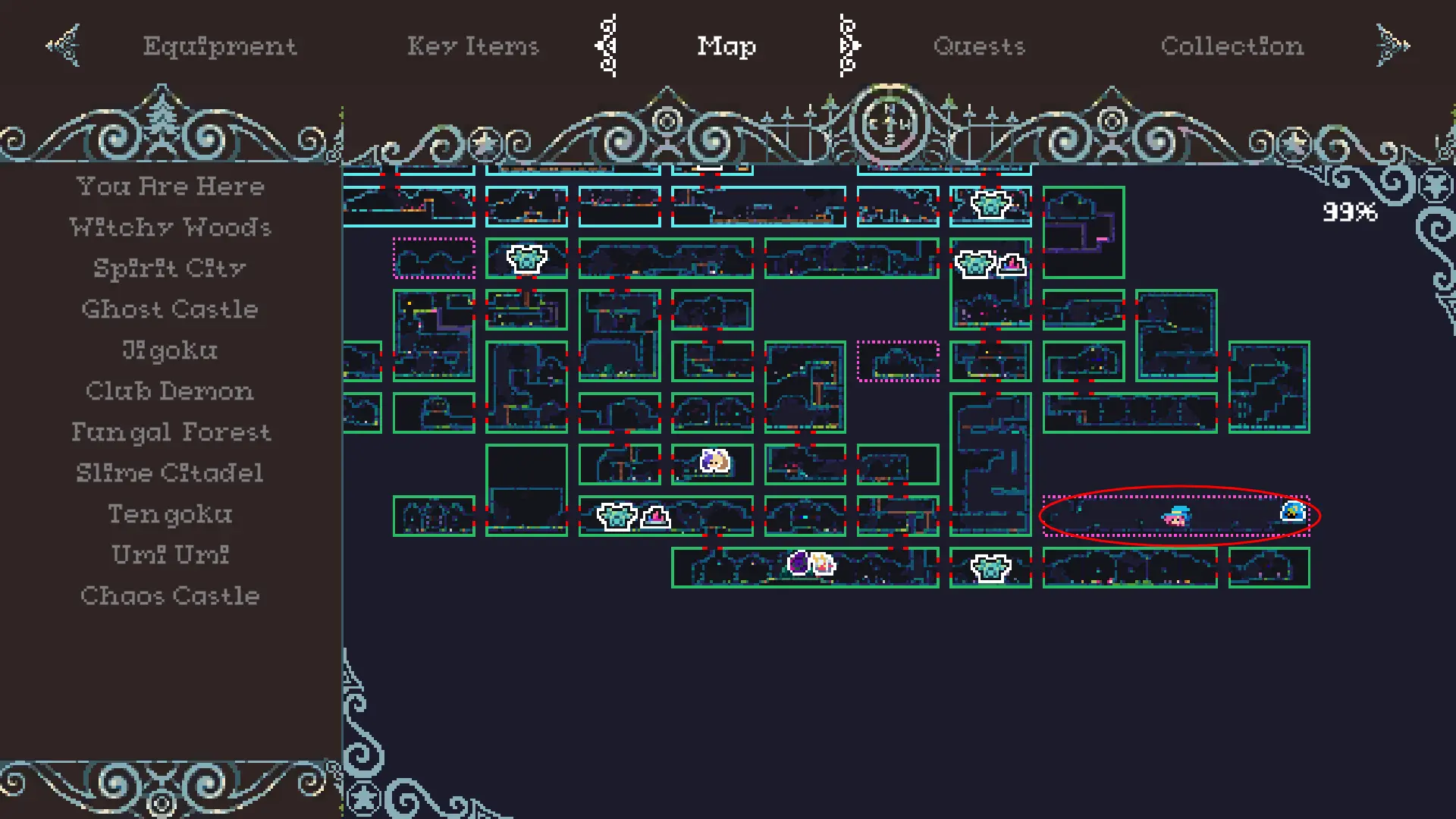 Elf Merchant Location 7: Secrete Room - Slime Citadel Map