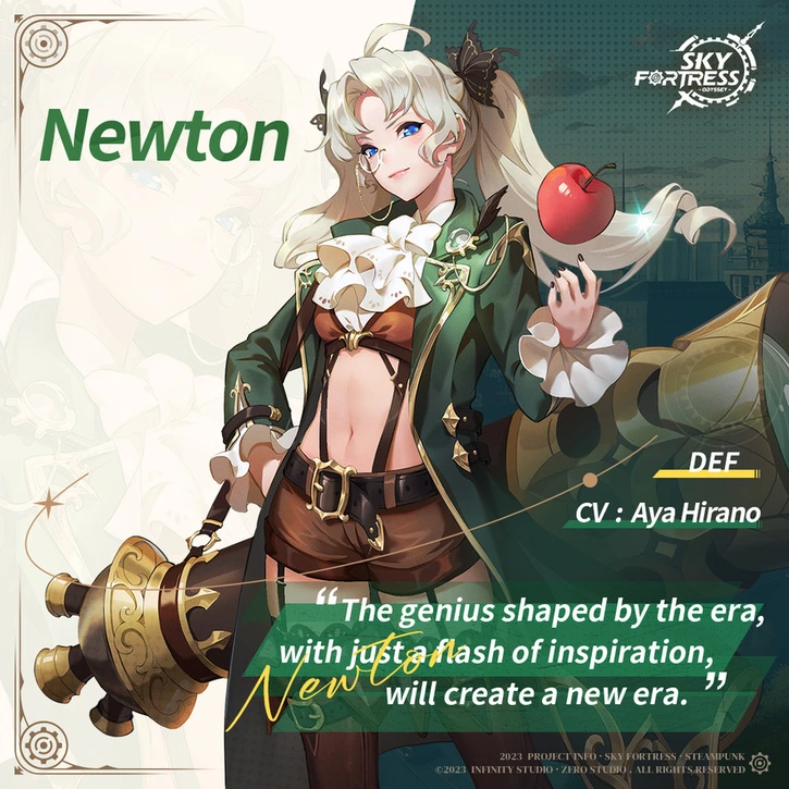 Newton is a C Tier Sky Fortress Character.