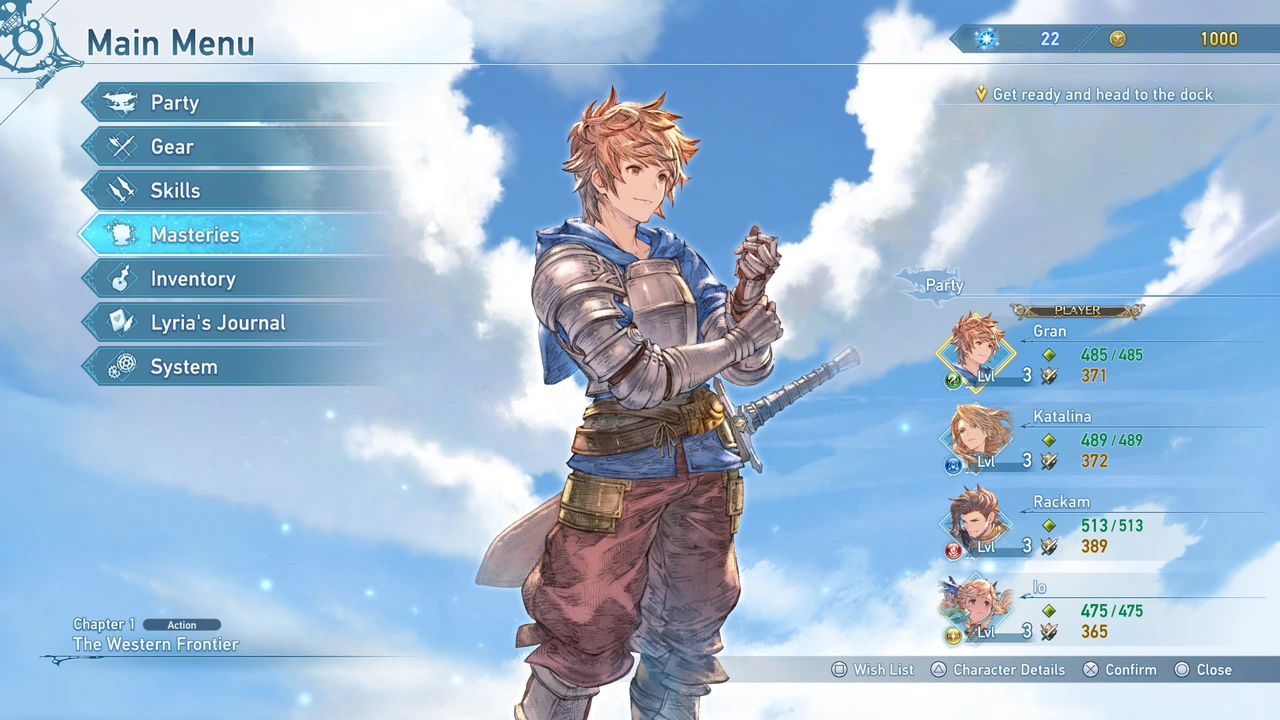 GBF Main Menu for every character building settings