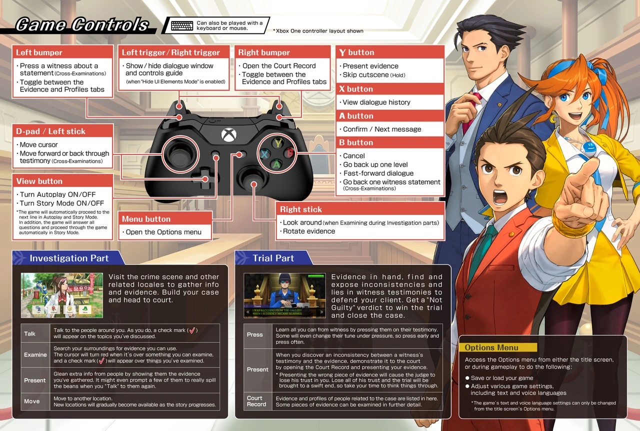 Apollo Justice: Ace Attorney Game Controls